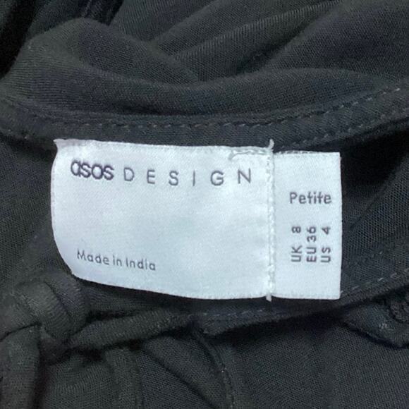 Asos Black Wrap V-Neck Sleeveless LBD Summer Beach Vavation Midi Maxi Dress Sz 4 - Picture 8 of 9